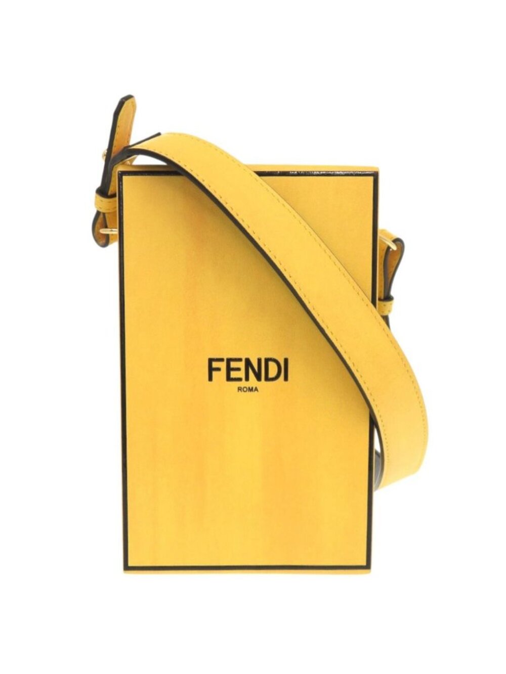 Fendi Vertical Box Leather Yellow Shoulder Bag